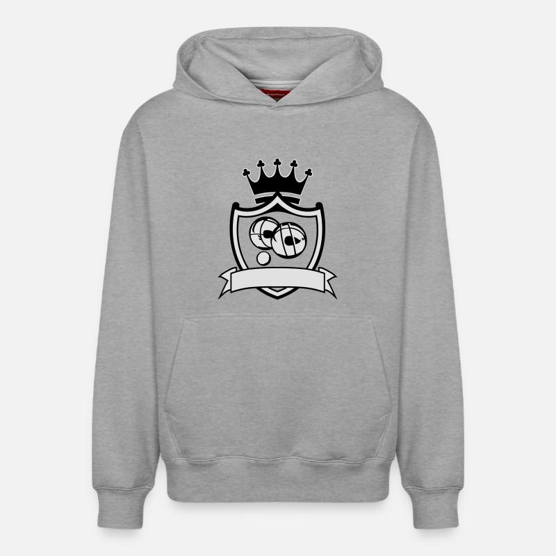 Blason Roi pétanque sans texte - Sweat à capuche unisexe décontracté en coton biologique – de SPREAD - gris chiné
