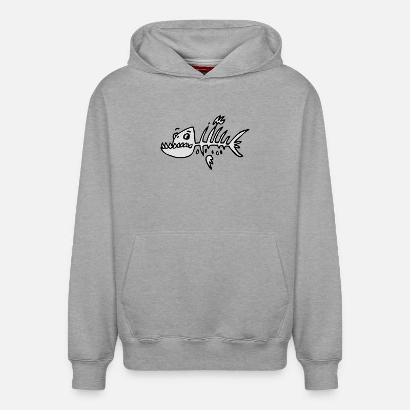 Poisson squelette - Sweat à capuche unisexe décontracté en coton biologique – de SPREAD - gris chiné