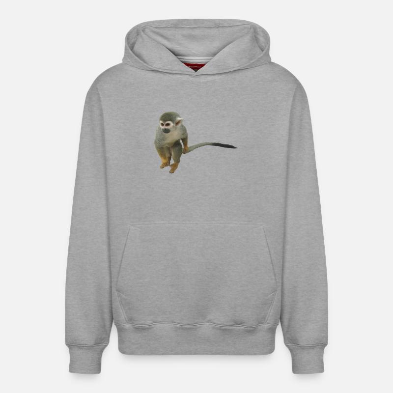 singe - Sweat à capuche unisexe décontracté en coton biologique – de SPREAD - gris chiné