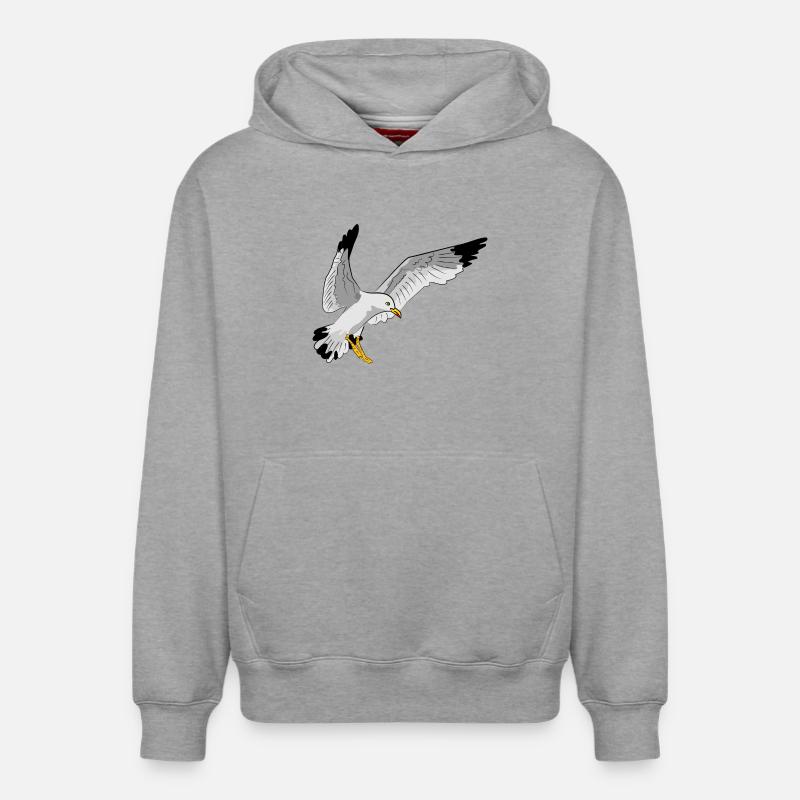 Stilvolle Seevogel Silhouette einer Möwe - Relaxed Unisex Organic Hoodie – von SPREAD - Grau meliert