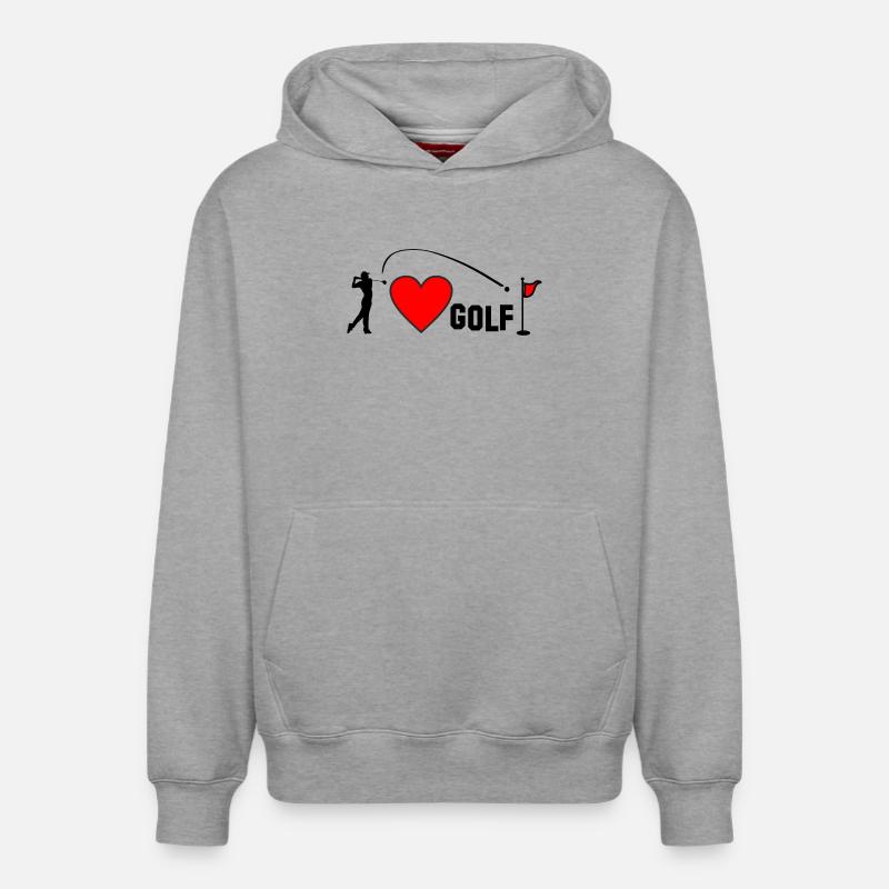 J’aime le cœur de golf - Sweat à capuche unisexe décontracté en coton biologique – de SPREAD - gris chiné