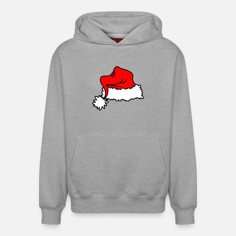 Chapeau de Noël rouge - Sweat à capuche unisexe décontracté en coton biologique – de SPREAD - gris chiné