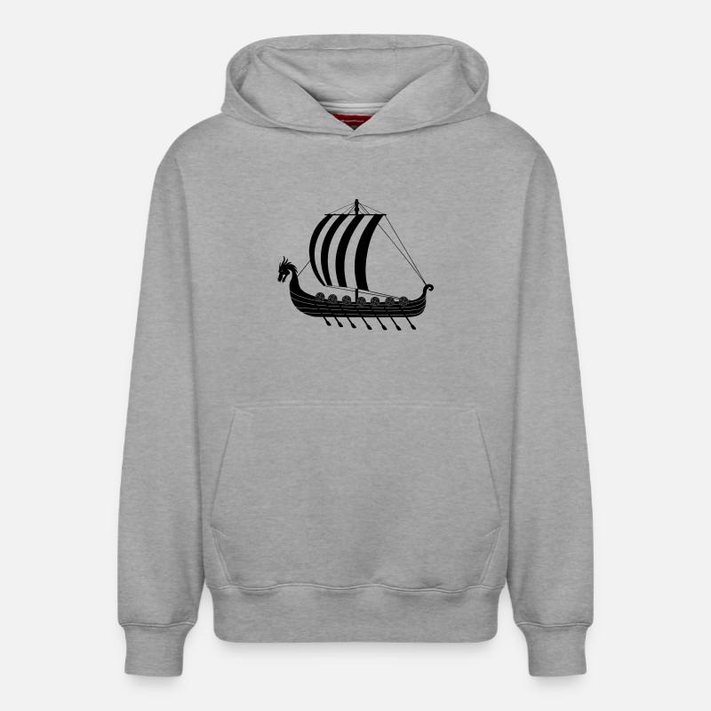 Vaisseau dragon viking dragar - Sweat à capuche unisexe décontracté en coton biologique – de SPREAD - gris chiné