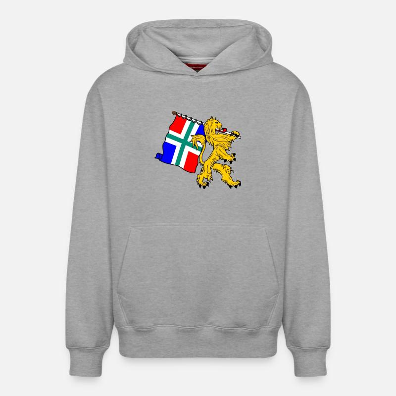 Lion avec drapeau Groningue - Sweat à capuche unisexe décontracté en coton biologique – de SPREAD - gris chiné