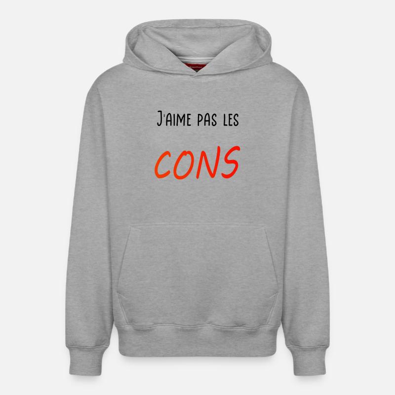 J’aime pas les cons - Sweat à capuche unisexe décontracté en coton biologique – de SPREAD - gris chiné