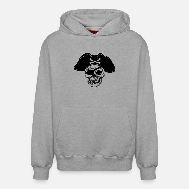 Chapeau de pirate crâne et cache-œil - Sweat à capuche unisexe décontracté en coton biologique – de SPREAD - gris chiné