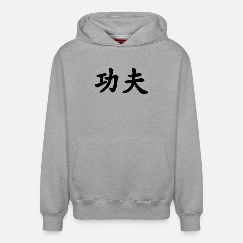 Caractère chinois de kung-fu - Sweat à capuche unisexe décontracté en coton biologique – de SPREAD - gris chiné