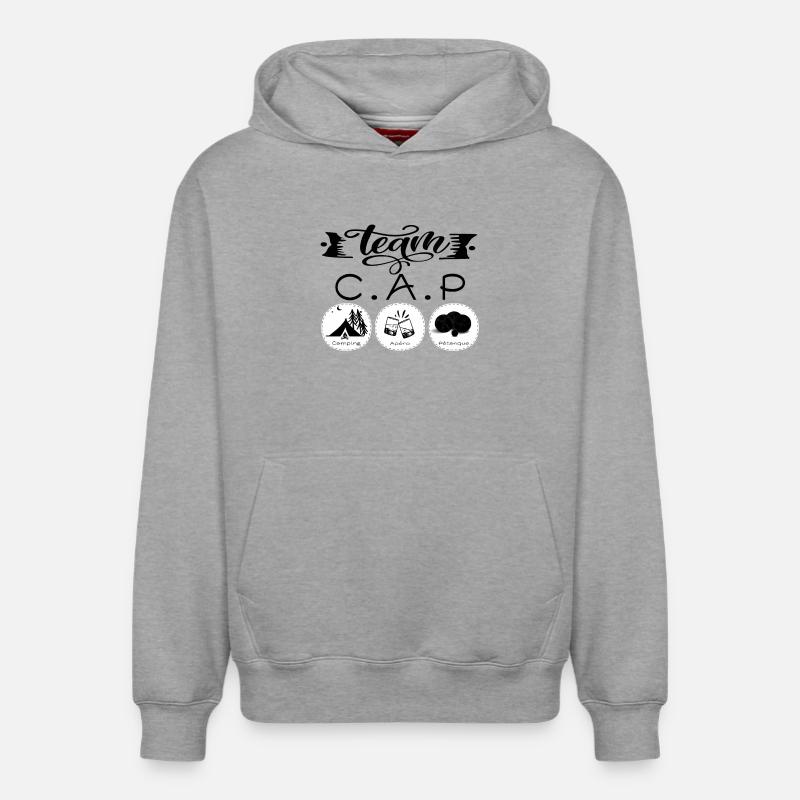 Team CAP camping apero petanque - Sweat à capuche unisexe décontracté en coton biologique – de SPREAD - gris chiné