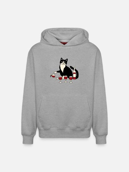 Verre à vin pour chat - Sweat à capuche unisexe décontracté en coton biologique – de SPREAD - gris chiné