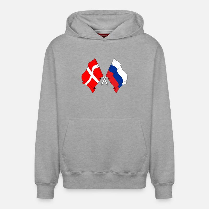 Drapeau Danemark, drapeau Russie - Sweat à capuche unisexe décontracté en coton biologique – de SPREAD - gris chiné