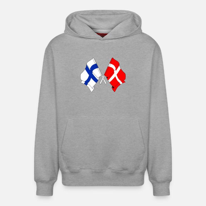 Drapeau Finlande, drapeau Danemark - Sweat à capuche unisexe décontracté en coton biologique – de SPREAD - gris chiné
