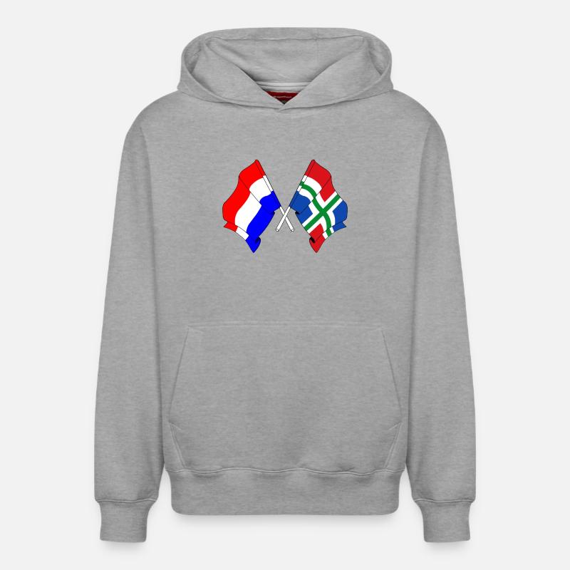 Drapeau Pays-Bas, Groningue - Sweat à capuche unisexe décontracté en coton biologique – de SPREAD - gris chiné