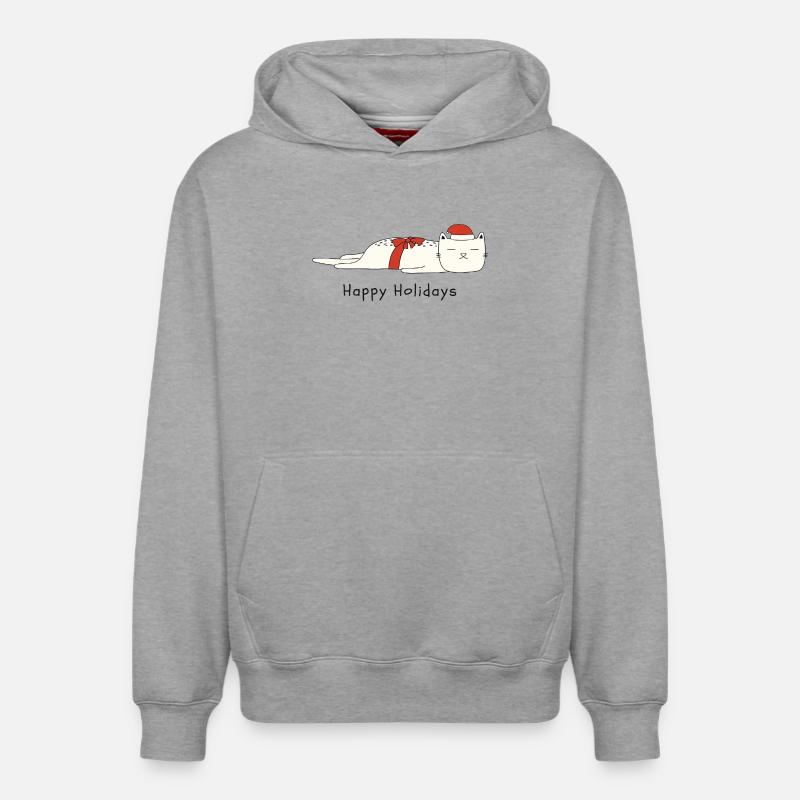 Drôle de chat Noël - Sweat à capuche unisexe décontracté en coton biologique – de SPREAD - gris chiné