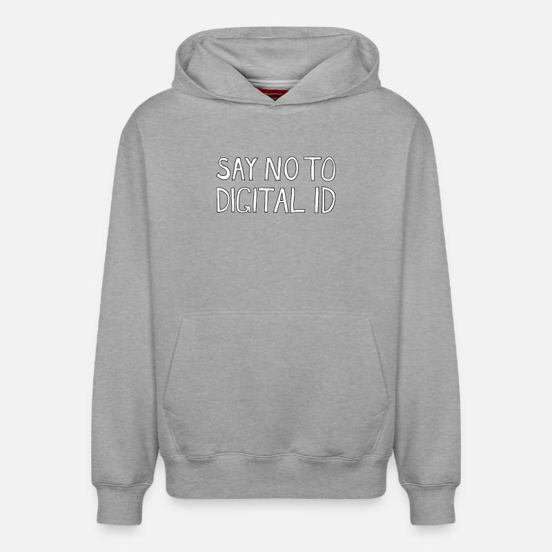 DITES NON À L’IDENTITÉ NUMÉRIQUE - Sweat à capuche unisexe décontracté en coton biologique – de SPREAD - gris chiné