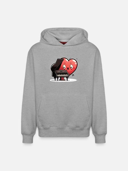 Herzklang am Pianoforte - Relaxed Unisex Organic Hoodie – von SPREAD - Grau meliert