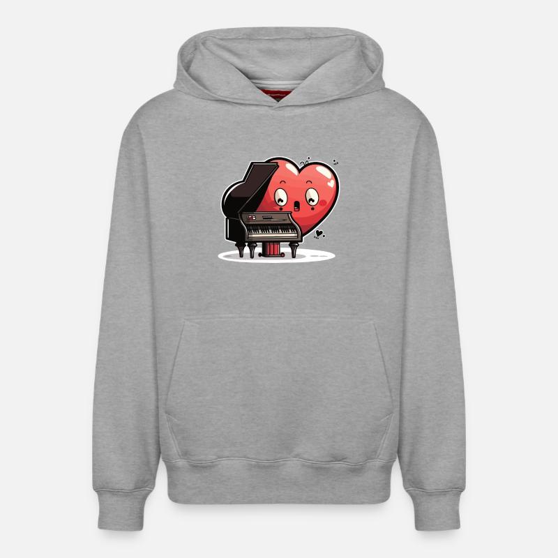 Herzklang am Pianoforte - Relaxed Unisex Organic Hoodie – von SPREAD - Grau meliert