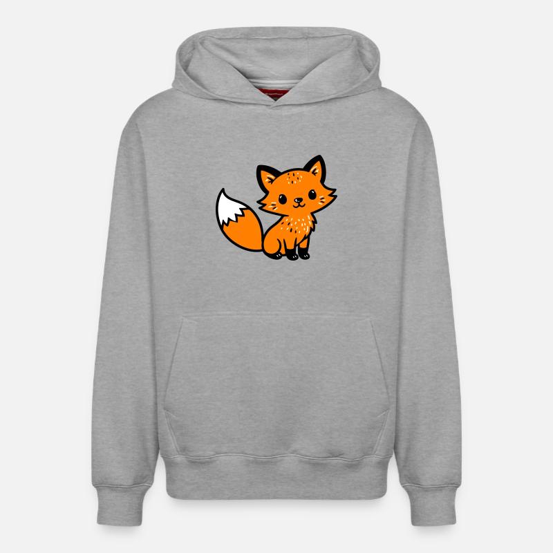 Fox Cute Comic - Sweat à capuche unisexe décontracté en coton biologique – de SPREAD - gris chiné