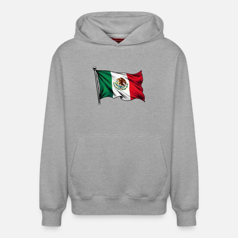 Drapeau du Mexique - Sweat à capuche unisexe décontracté en coton biologique – de SPREAD - gris chiné