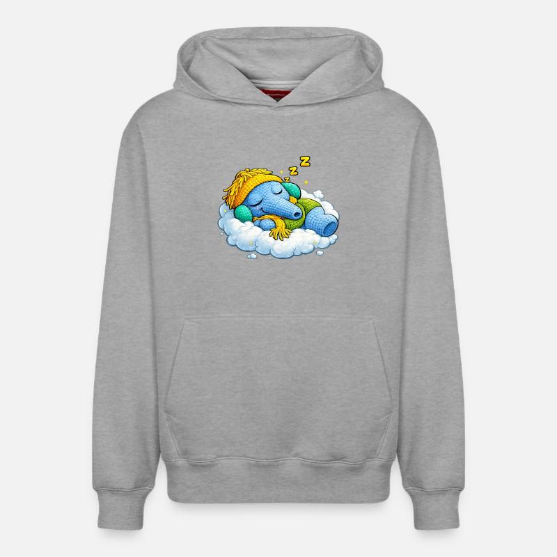 Leo Longnose Sleeping - Sweat à capuche unisexe décontracté en coton biologique – de SPREAD - gris chiné