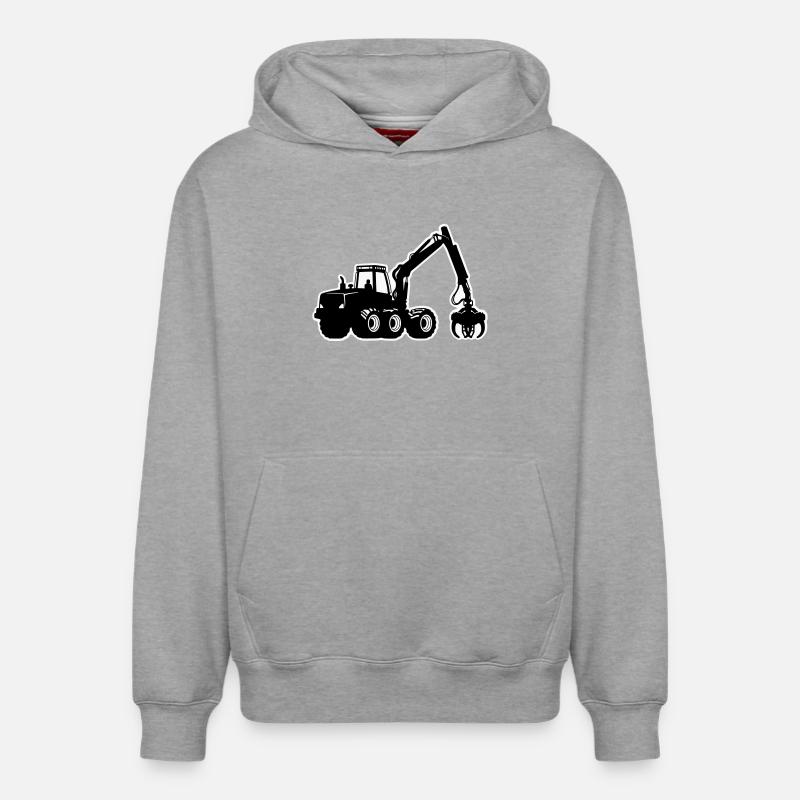 Silhouette de moissonneuse - Sweat à capuche unisexe décontracté en coton biologique – de SPREAD - gris chiné