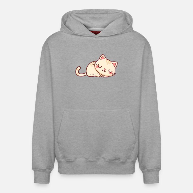 Chaton Dormeur Doux - Sweat à capuche unisexe décontracté en coton biologique – de SPREAD - gris chiné