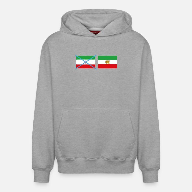Drapeaux iraniens brisés - Sweat à capuche unisexe décontracté en coton biologique – de SPREAD - gris chiné