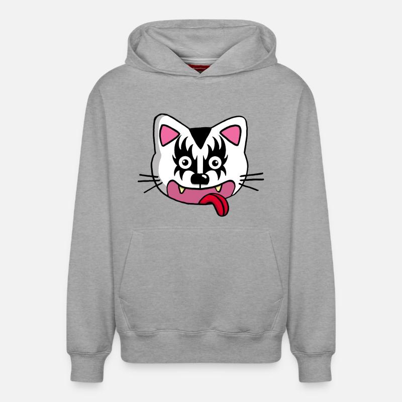 Chat mignon mais démoniaque - Sweat à capuche unisexe décontracté en coton biologique – de SPREAD - gris chiné