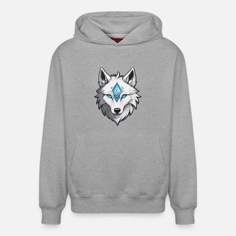 Loup Blanc - Sweat à capuche unisexe décontracté en coton biologique – de SPREAD - gris chiné