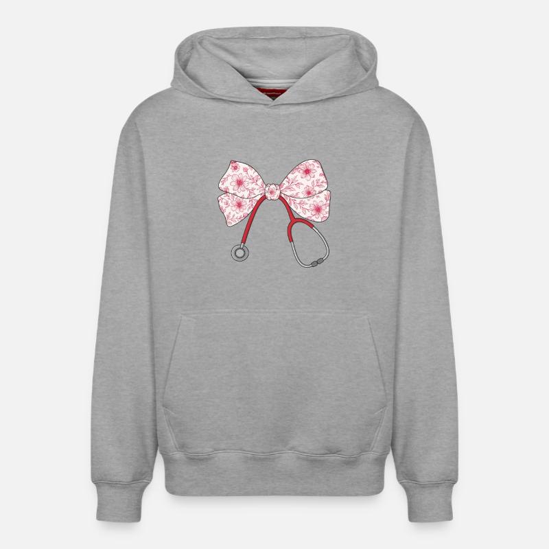 Infirmière, Stéthoscope, Boucle - Sweat à capuche unisexe décontracté en coton biologique – de SPREAD - gris chiné