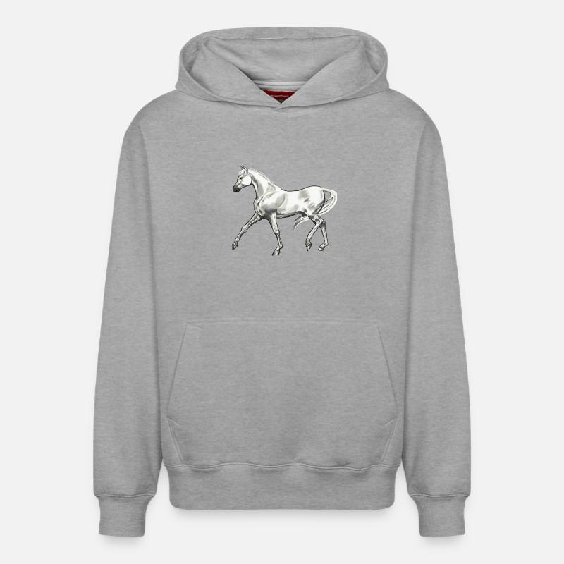 Trabender_Araberhengst - Sweat à capuche unisexe décontracté en coton biologique – de SPREAD - gris chiné