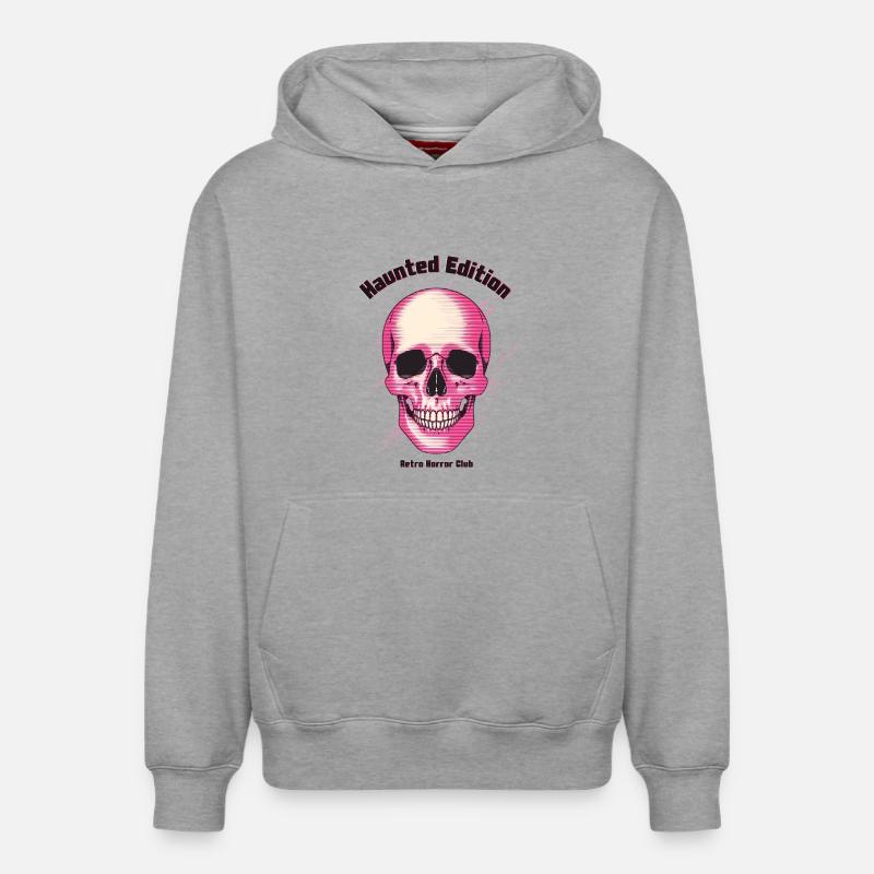 Crâne d'horreur rétro - Sweat à capuche unisexe décontracté en coton biologique – de SPREAD - gris chiné