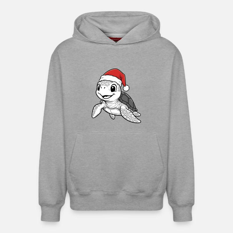 Tortue de Noël - Sweat à capuche unisexe décontracté en coton biologique – de SPREAD - gris chiné