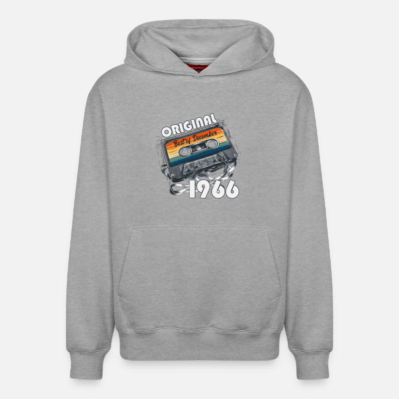 60e anniversaire cassette décembre 1966 - Sweat à capuche unisexe décontracté en coton biologique – de SPREAD - gris chiné