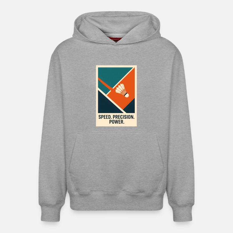 Speed Precision Power | Badminton Statement - Relaxed Unisex Organic Hoodie – von SPREAD - Grau meliert