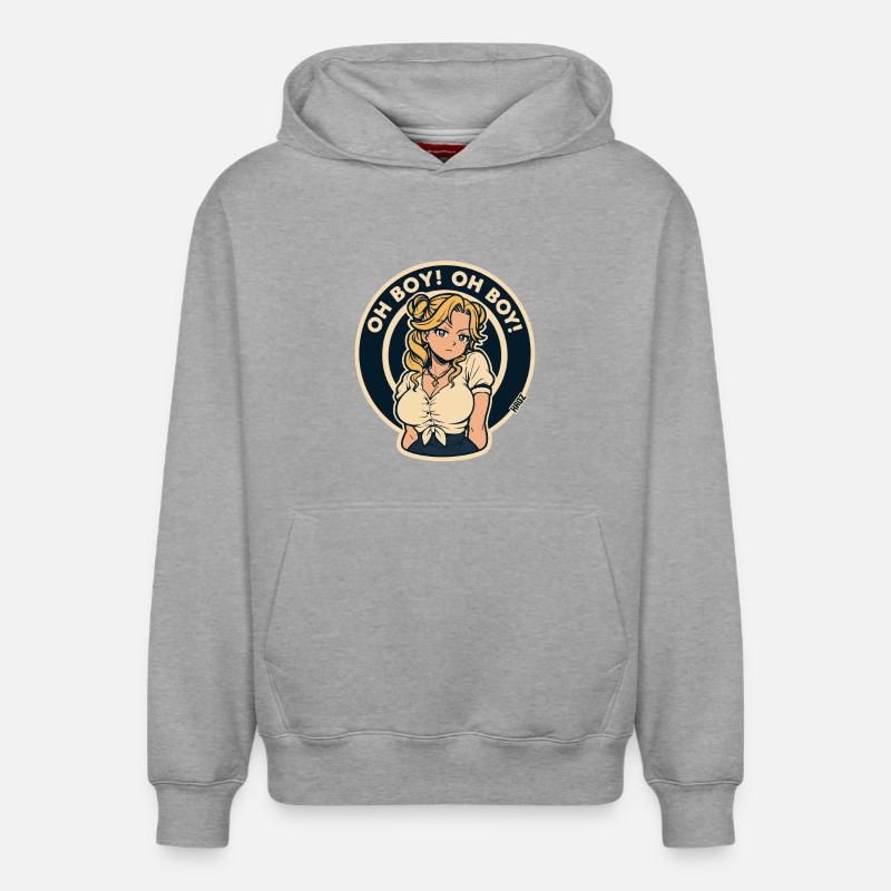 Pin-up du cercle Oh Boy - Sweat à capuche unisexe décontracté en coton biologique – de SPREAD - gris chiné