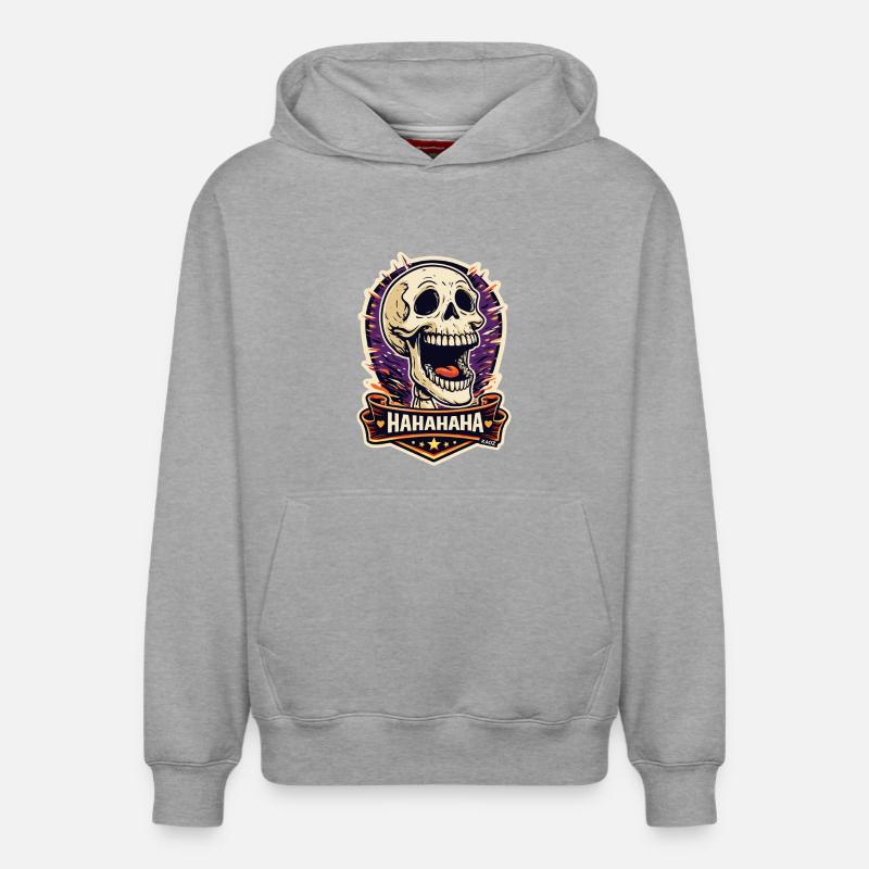 Autocollant Éclatement de Crâne Rieur - Sweat à capuche unisexe décontracté en coton biologique – de SPREAD - gris chiné