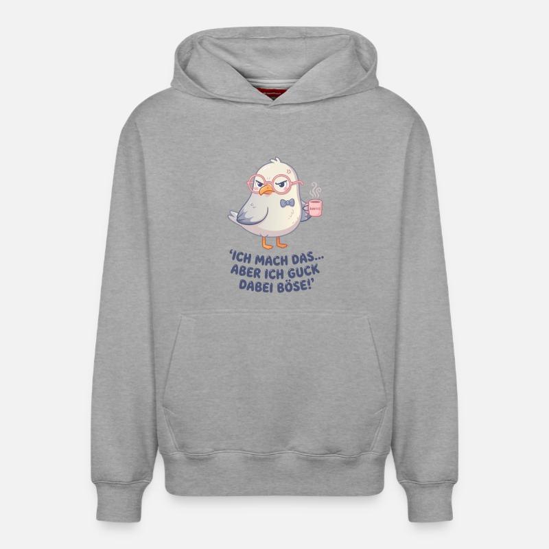 Möwe Kaffee Spruch - Relaxed Unisex Organic Hoodie – von SPREAD - Grau meliert