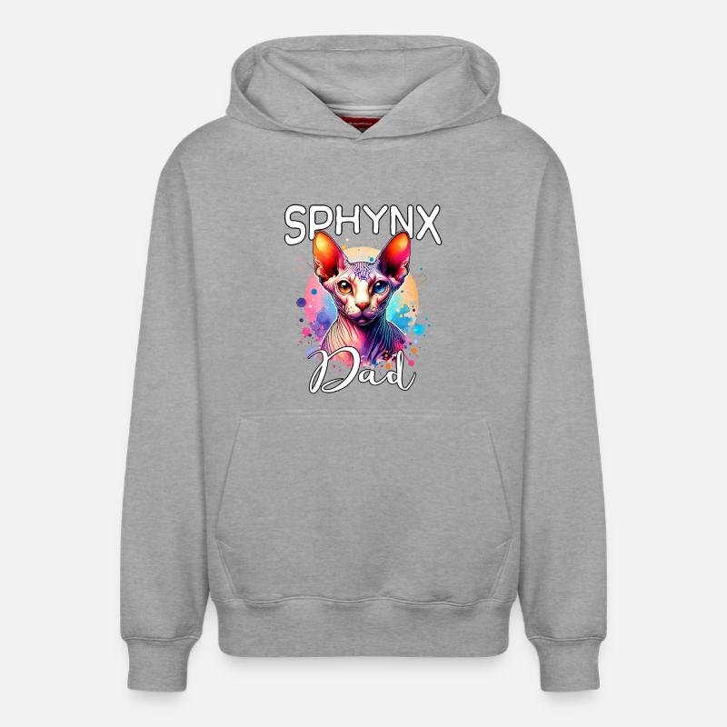 Sphynx Cat Dad - Sweat à capuche unisexe décontracté en coton biologique – de SPREAD - gris chiné