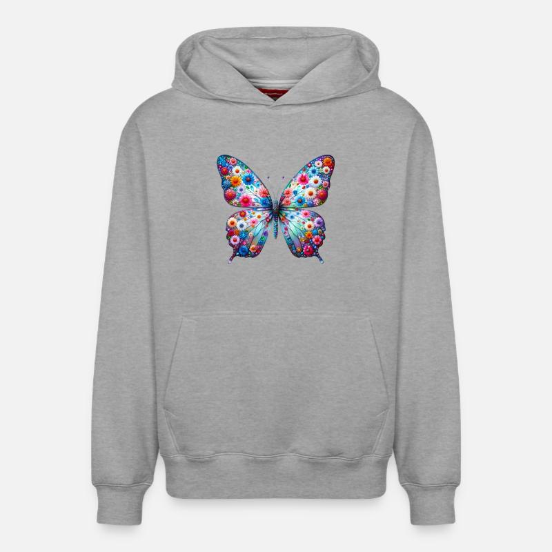 Papillon - Sweat à capuche unisexe décontracté en coton biologique – de SPREAD - gris chiné