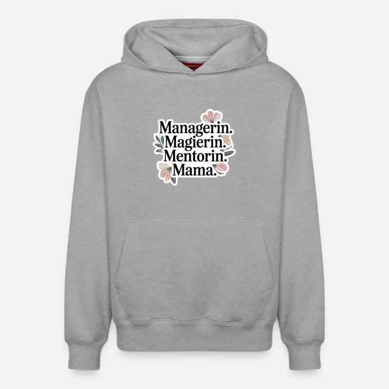 Gérant. Magicien. Mentor. Maman. - Sweat à capuche unisexe décontracté en coton biologique – de SPREAD - gris chiné