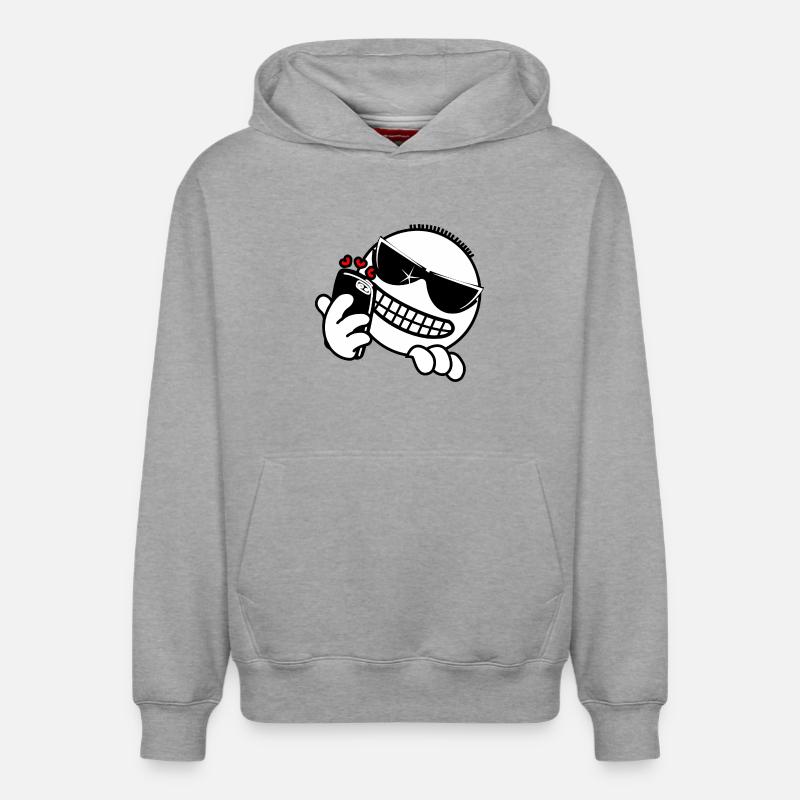 Hacker avec téléphone - Sweat à capuche unisexe décontracté en coton biologique – de SPREAD - gris chiné