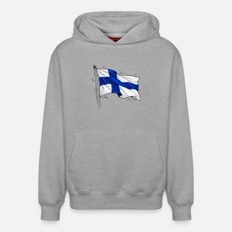Drapeau de la Finlande - Sweat à capuche unisexe décontracté en coton biologique – de SPREAD - gris chiné