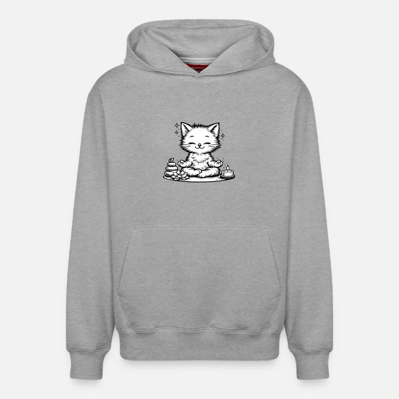 Zen Kitten - Sweat à capuche unisexe décontracté en coton biologique – de SPREAD - gris chiné