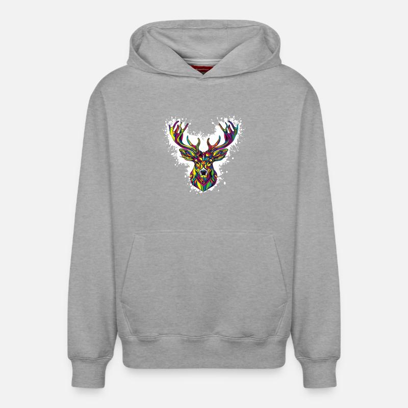 Hirschkopf - Sweat à capuche unisexe décontracté en coton biologique – de SPREAD - gris chiné