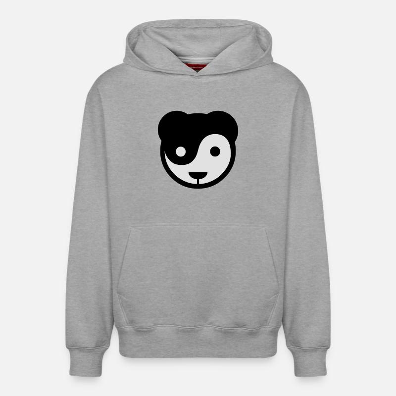 yin yang panda teddy - Sweat à capuche unisexe décontracté en coton biologique – de SPREAD - gris chiné