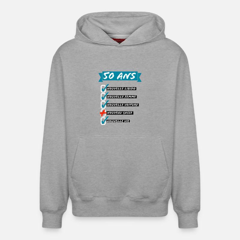 50 ans- Nouvelle libido  - Sweat à capuche unisexe décontracté en coton biologique – de SPREAD - gris chiné