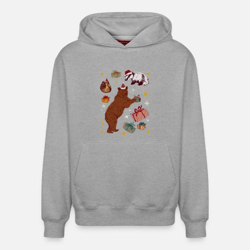 ANIMAUX DE NOËL - Sweat à capuche unisexe décontracté en coton biologique – de SPREAD - gris chiné