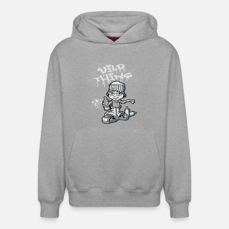 Graffiti boy and spray paint - Sweat à capuche unisexe décontracté en coton biologique – de SPREAD - gris chiné