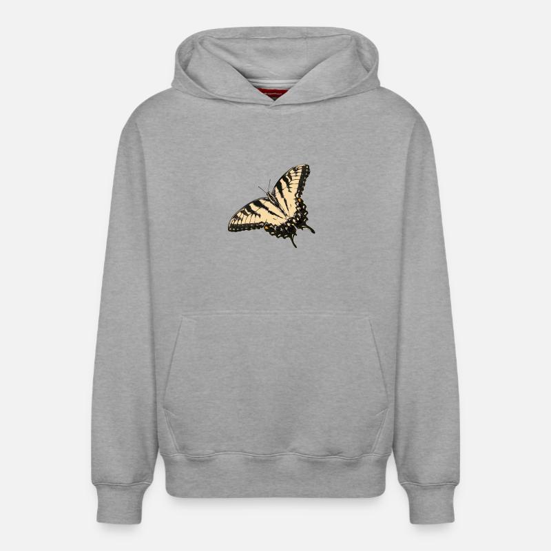 Illustration de papillon citron - Sweat à capuche unisexe décontracté en coton biologique – de SPREAD - gris chiné