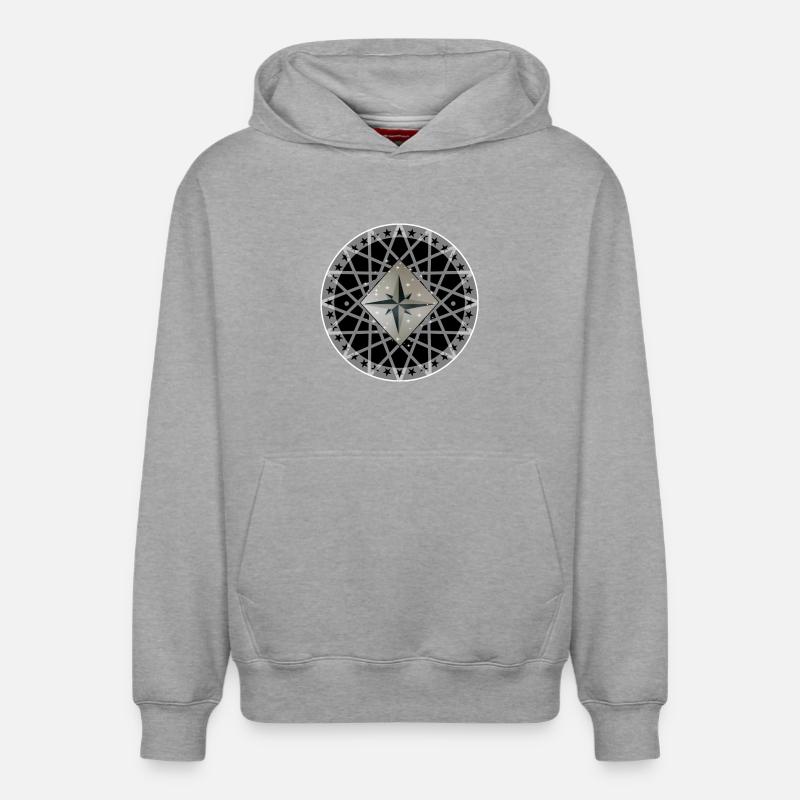 Wind Rose - Sweat à capuche unisexe décontracté en coton biologique – de SPREAD - gris chiné